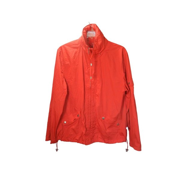 Chico's Zenergy Red hooded long sleeve wind breaker sz 1 like new - Picture 1 of 8